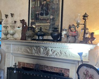 20th C Fireplace three part screen