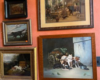 Antique & vintage dog oil paintings