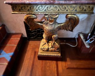 19th C gold Eagle /marble entrance table
