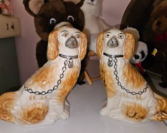 Pair Of English Staffordshire Spaniel Mantle Dogs!
