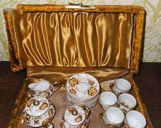 Antique Miniature Brown Gold Tea Set!
