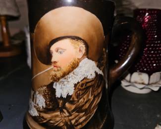 Vtg Belleek Mug W/Man Smoking Pipe!
