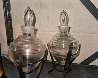 Vtg Art Deco Apothecary Show Globes W/Stands!
