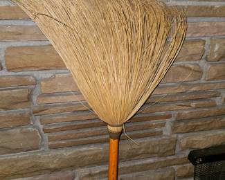 Fireplace Designer Flat Broom w/orange handle!
