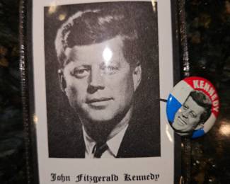 John F. Kennedy Button & Prayer Card!
