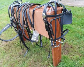 Patent Leather Show Horse Collar, Reins, Harness, Bridle