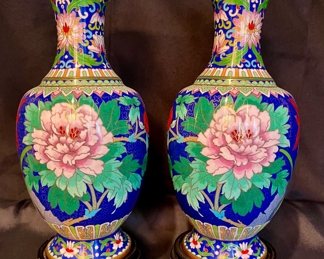 MAGNIFICENT PAIRED CLOISSONE VASES