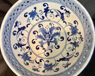 PIERCED BLUE AND WHITE BOWL 