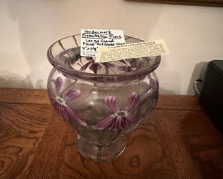 Vandermark Presentation Large Floral Art Glass Vase