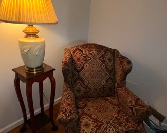 Decorative chair, Wood Plant Stand & Lamp