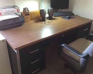 Metal Office Desk Chair And All Thats On It  In It