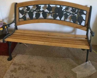 Wood Metal Outdoor Sitting Bench