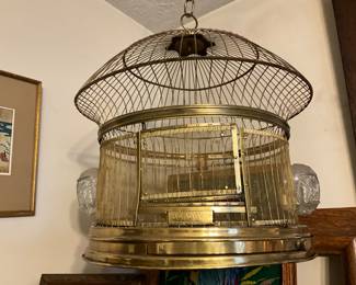 Old Hendryx brass bird cage