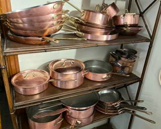 Revere Ware, Williams and Sonoma copper pots and pans