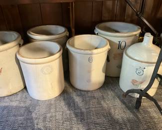 Larger Redwing crockpots and jugs