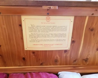 Vintage Hope Chest lined in Cedar, made by the Abernathy Furniture Company. They sold beautiful furniture from the mid 1800's to 1950.