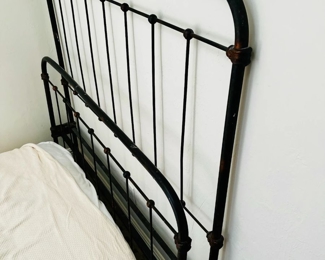 1920's Black iron full size bed - no mattress or box