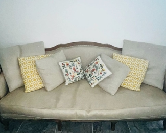 Brand: One Kings Lane French Sofa single cushion 85" wide x 28" deep; 24" seat depth