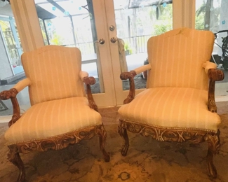 1930s walnut arm chairs (2)