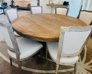 Restoration round dining room table w 6 chairs 60" diameter