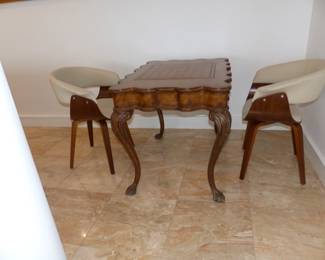 Game table with pair of chairs