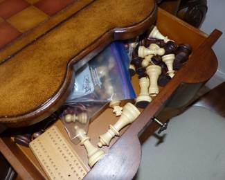 Game table with pair of chairs