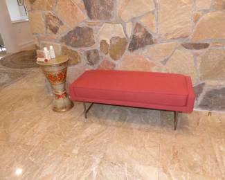 Antique bench and decorative side pedestal/table