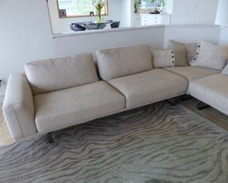 Natuzzi neutral fabric sectional sofa