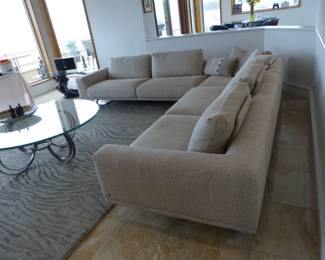 Natuzzi neutral fabric sectional sofa