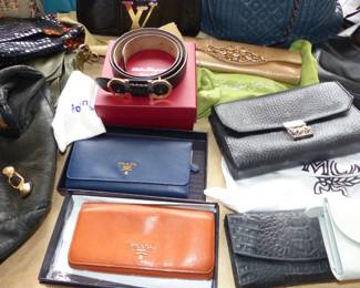 Designer Prada wallets, Salvatore Ferragamo belt