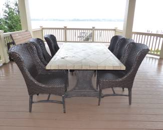 Heavy tile top outdoor table with 6 chairs