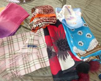 Designer Burberry and other scarves