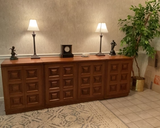 Three piece custom made credenza . Currently used as a Stero with speakers on each end. 