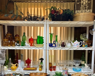 Pretty Glassware!   Moon and Stars Canister Set - Cake Stand - Bottles