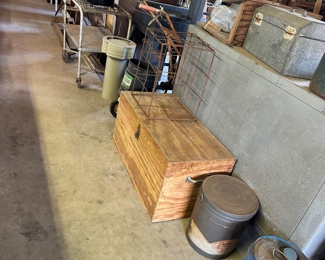 Cast Iron Dutch Oven - Wood Tool Box - Metal Cart