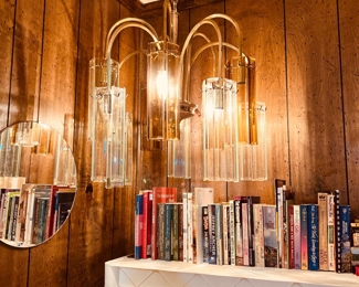 Mid Century Glass Panel Chandelier