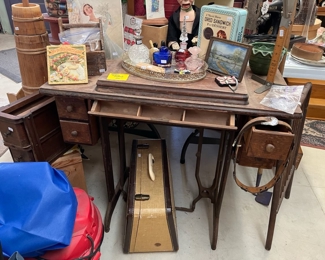 Vintage iron base sewing machine cabinet