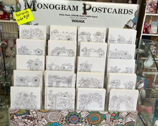 Monogram Postcards inventory and display