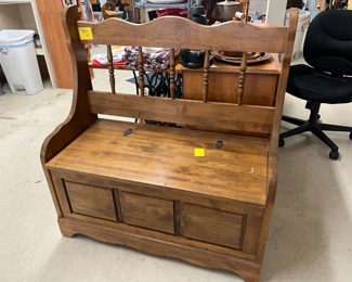 Beautiful solid Alderwood high-back storage bench