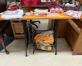 Singer iron base table with a large top
