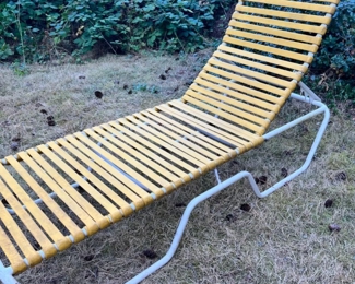 1970’s Yellow Vinyl & Metal Lawn Lounger
