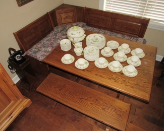 Vintage oak corner bench & table set