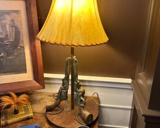 heavy antique gun lamp 