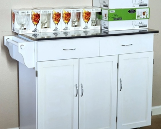 Extra Large Wood Kitchen Cart w/ Stainless Steel Top