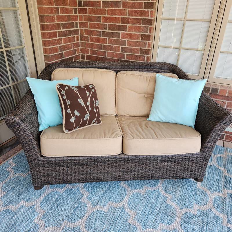 Wicker like rocking loveseat 34 x 60 x 38