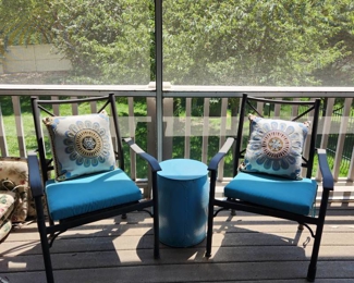 Metal chairs with side table 19 x 14