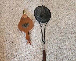 Fireplace popcorn popper and bellows