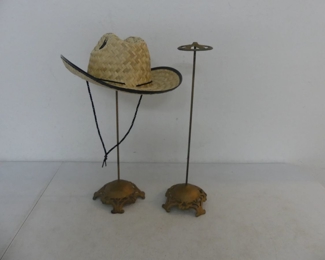 Antique Cast Iron Pair of Millinery Hat Stands - 18" Tall