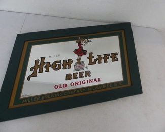 Vintage 2012 Miller High Life Old Original Reproduction of 1948 Sign Promotional Paralelogram Mirrored Bar Sign