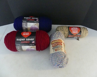 Bernat & Red Heart Yarn Skeins - 4 in All